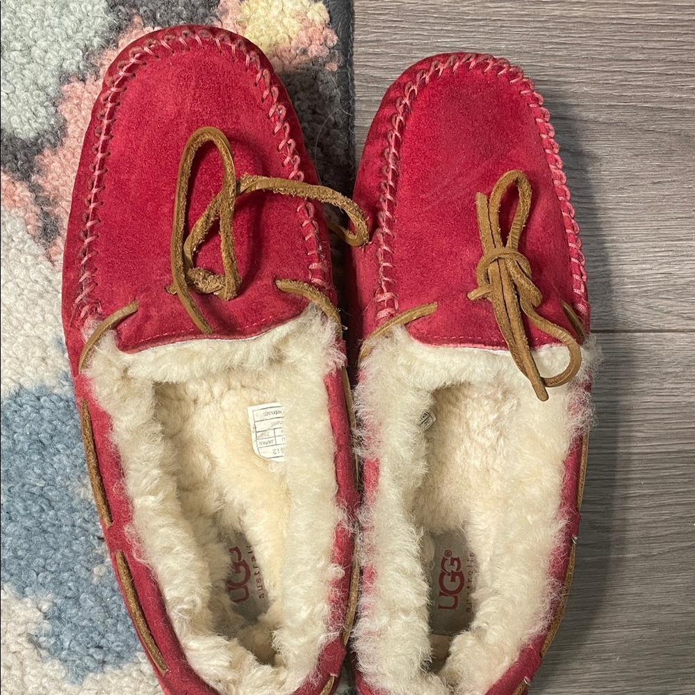 Australia UGG Red Suede Slippers with Plush Lining